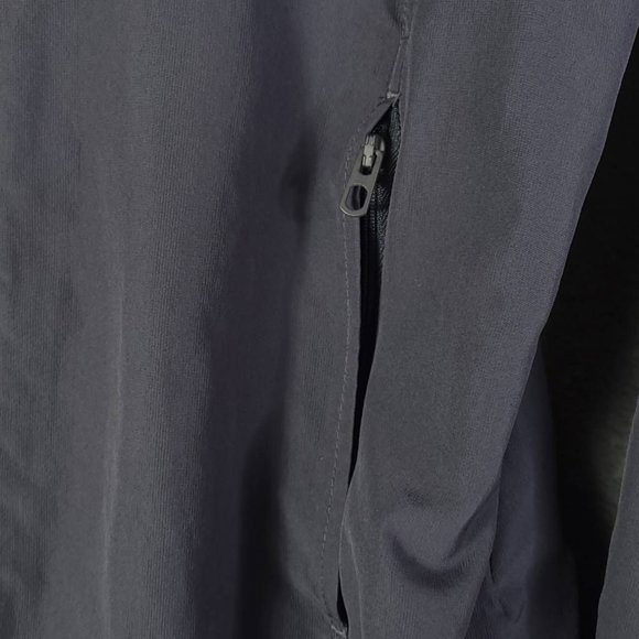 Adidas Mens Jacket Windbreaker Gray Yellow Waist Length Pockets Logo Mock Neck M - Picture 6 of 8